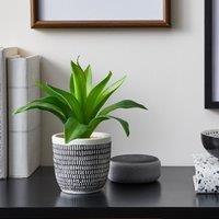 Artificial Leaves in Black and White Plant Pot