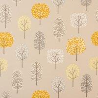 By the Metre Sweet Trees Ochre Oil Cloth Fabric