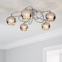 Seychelles Smoked 5 Light Flush Ceiling Fitting Grey