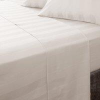 Hotel Cotton 230 Thread Count White Stripe Flat Sheet Cream
