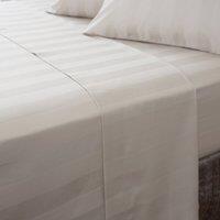 Hotel Cotton 230 Thread Count White Stripe Flat Sheet Brown/White