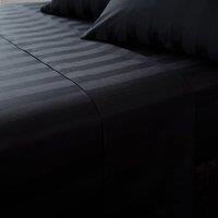 Hotel Cotton 230 Thread Count White Stripe Flat Sheet Black