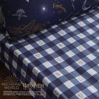 Hogwarts Checked Fitted Sheet Dark Blue