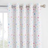Elements Rainbow White Cotton Thermal Blackout Eyelet Curtains White, Pink and Blue