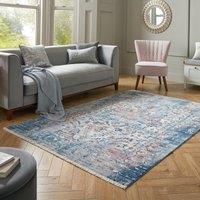 Soraya Traditional Rug Blue, Orange and White