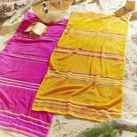 Rainbow Pink and Orange Beach Towel Twin Pack Yellow and Purple