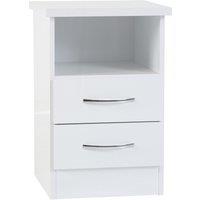 Nevada 2 Drawer Bedside Table White