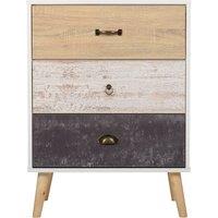 Nordic 3 Drawer Chest, White White, Black and Brown