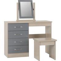 Nevada 4 Drawer Dressing Table Set with Mirror Grey