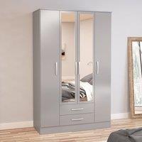 Lynx 4 Door Wardrobe Mirrored Grey