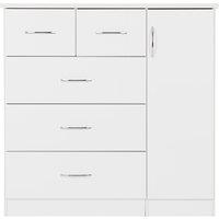 Nevada Small Single 5 Drawer Wardrobe White