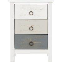 Vermount 3 Drawer Bedside Table, White White and Grey