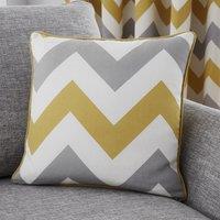 Chevron Cushion Yellow, Grey and White