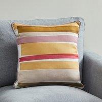 Modern Leaves Stripe Cushion White, Pink and Yellow