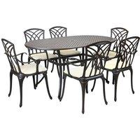 Oval 6 Seater Black and Bronze Dining Set