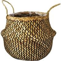 Medium Seagrass Chevron Black Lined Basket