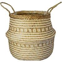 Small Seagrass Tribal White Lined Basket