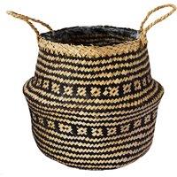 Small Seagrass Tribal Black Lined Basket