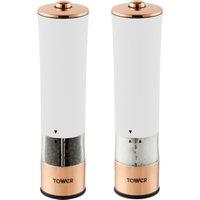 Set of 2 Rose Gold & White Electric Salt & Pepper Mills