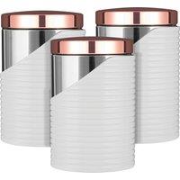 Linear White and Rose Gold Set of 3 Canisters