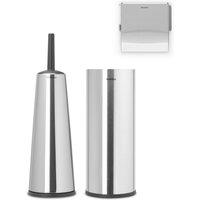Brabantia Matt Steel Set of 3 Toilet Accessories Silver