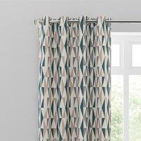 Elements Triangles Peacock Eyelet Curtains Green, Brown and White