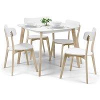Casa 4 Seater Square Dining Table with 4 Chairs, White