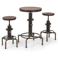 Rockport Round Bar Table with 2 Stools Brown