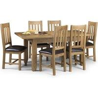 Astoria Rectangular Extendable Dining Table with 6 Chairs, Solid Oak Brown