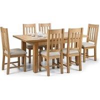 Astoria Rectangular Extendable Dining Table with 6 Hereford Chairs, Solid Oak Brown