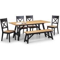 Hockley Rectangular Dining Table with 4 Chairs and Bench, Black Black