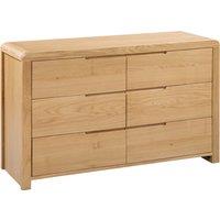 Curve Wide 6 Drawer Chest, Oak