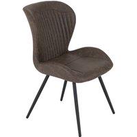 Quebec Set of 4 Dining Chairs, Brown Faux Leather