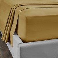 Dorma 300 Thread Count 100% Cotton Sateen Plain Flat Sheet Yellow