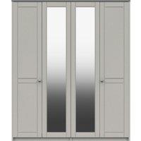 Darwin 4 Door Wardrobe, Mirrored Grey