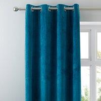 Ashford Teal Velour Eyelet Curtains
