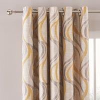 Mirage Ochre Jacquard Eyelet Curtains Yellow