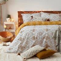 furn. Riva Atlas Ochre 100% Brushed Cotton Duvet Cover and Pillowcase Set Yellow