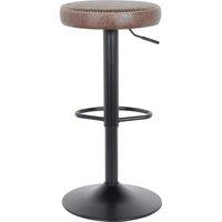 Venice Round Adjustable Height Bar Stool, Faux Leather Brown