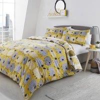 Fusion Dotty Sheep Yellow Duvet Cover and Pillowcase Set Yellow/Grey