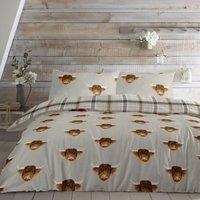 Fusion Highland Cow Duvet Cover and Pillowcase Set grey