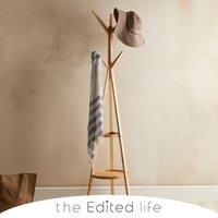 Ash Wood Coat Stand with Shelves Natural (Brown)