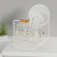 Cream and Bamboo Two Tier Drainer