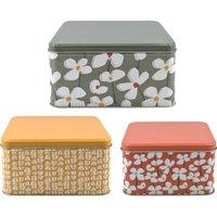 Elements Lena Square Cake Tin Set of 3 Yellow, Grey and White