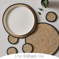 Set of 4 Black Grass Braid Coasters