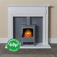 Dunelm White & Grey Florence Stove Suite, 121.5cm x 112cm x 38cm White