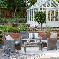 Cancun 4 Seater Rattan Grey Conversation Set Grey