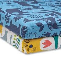 Elements Jungle Pack of 2 100% Cotton Fitted Sheets blue