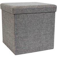 Faux Linen Cube Ottoman