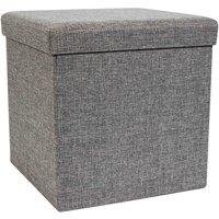 Faux Linen Cube Ottoman Grey Grey